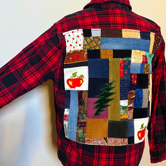 farm picker patchwork grateful autumn harvest tour company dead 💀❤️⚡️💙 flannel - Picture 1 of 11